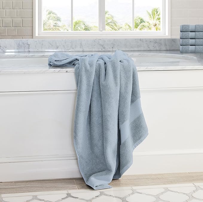 Delara Organic Cotton Luxuriously Plush Bath Sheet | GOTS & Oeko-TEX Certified | Premium Hotel Quality Towels | Feather Touch Technology| 650 GSM Long Staple|Soft, Quick Dry & Ultra-Absorbent 36"x70"