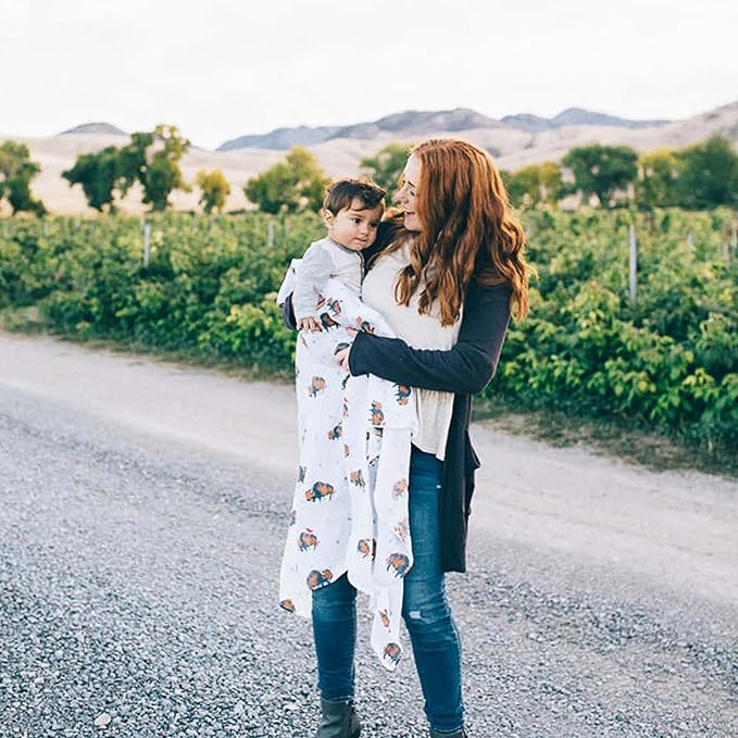 Little Unicorn Premium Cotton Swaddle Baby Blanket | Breathable Fabric | for swaddling, Play, Nursing & More (Bison)