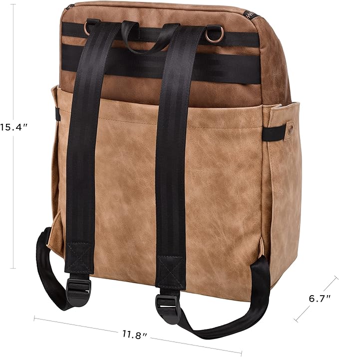 Petunia Pickle Bottom Tempo Backpack, Designed for Busy Families, Attaches to Stroller or Suitcase, Spacious Main Compartment, Brioche