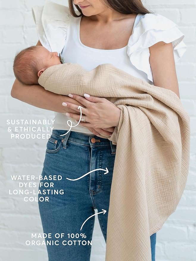 Colored Organics Baby Organic Cotton Swaddle - Infant Receiving Blanket - Hiking/Pine