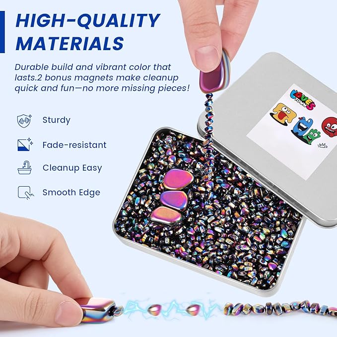 LovesTown 1100PCS Ferrite Putty Stones, Fidget Magnetic Beads Desk Toys for Men Women Teens Office Party 5mm Colorful