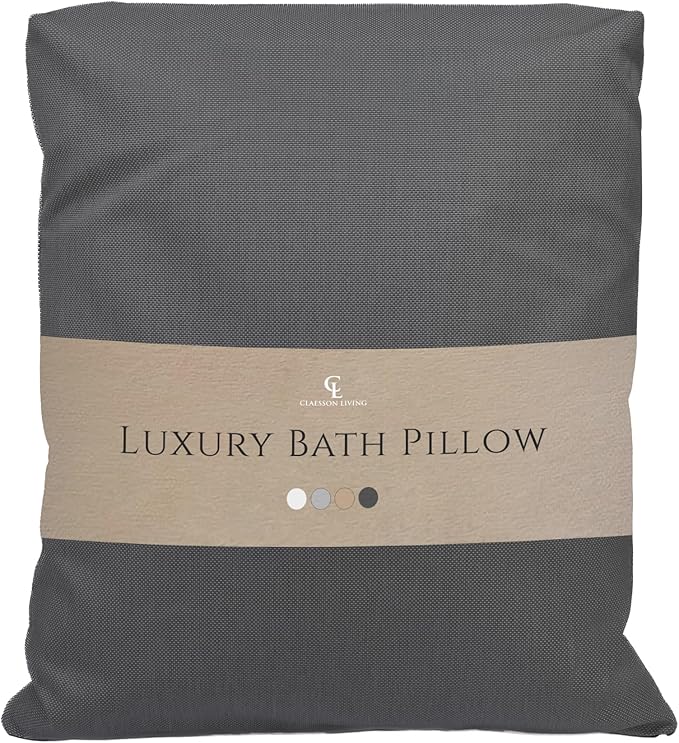 Luxury Bath Pillow for Tub - Thick and Comfortable Bathtub Pillow Support for Head and Neck and Back - Washable Quick-Drying Bath Pillows - Bath Cushion for Home Spa - Fits Any Bathtub - Dark Gray