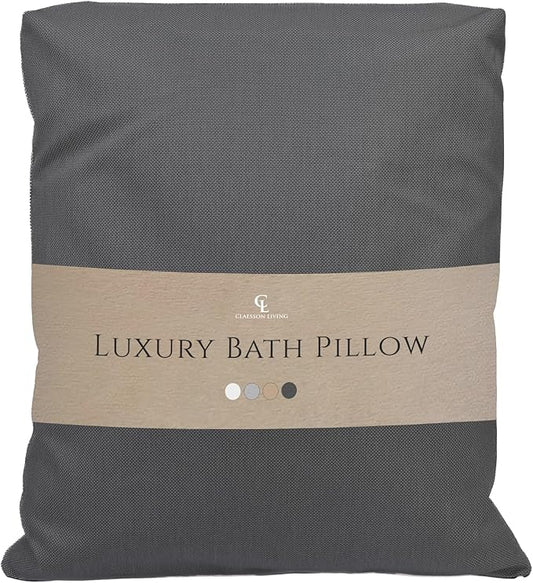 Luxury Bath Pillow for Tub - Thick and Comfortable Bathtub Pillow Support for Head and Neck and Back - Washable Quick-Drying Bath Pillows - Bath Cushion for Home Spa - Fits Any Bathtub - Dark Gray