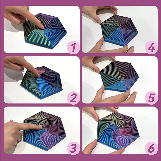 Fractal Fidget Hexagon-3D Printed Hexagon Fidget Toy, Infinity Cube Sensory Toys for Adults, Desk Spinning Toy, Hexagon Spiral Visual Fingertip Toys for Stress Anxiety (5.75in)