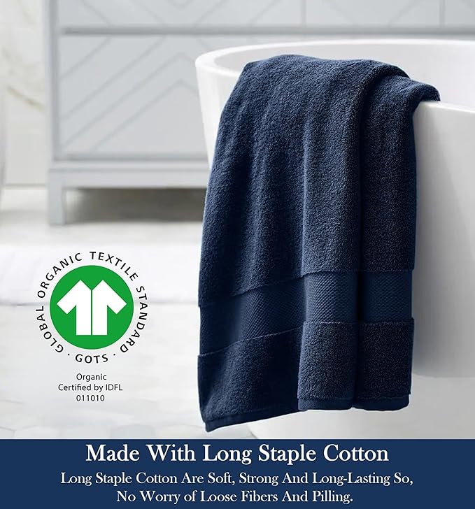 Delara Organic Cotton Luxuriously Plush Bath Sheet | GOTS & Oeko-TEX Certified | Premium Hotel Quality Towels | Feather Touch Technology| 650 GSM Long Staple|Soft, Quick Dry & Ultra-Absorbent 36"x70"
