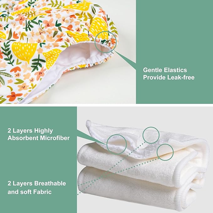 Wegreeco Cloth Diapers 6 Pack with Inserts, Washable Reusable Diapers for Babies, One Size Adjustable (Vibrant)