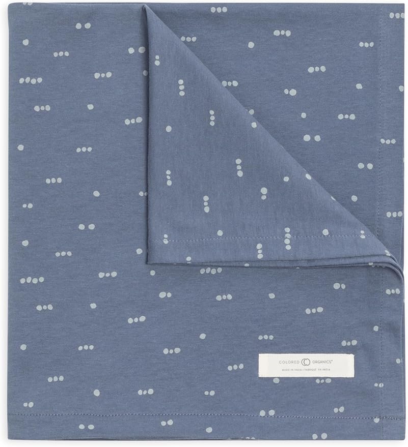 Colored Organics Baby Organic Cotton Swaddle - Infant Receiving Blanket - Tridot/Denim + Mist