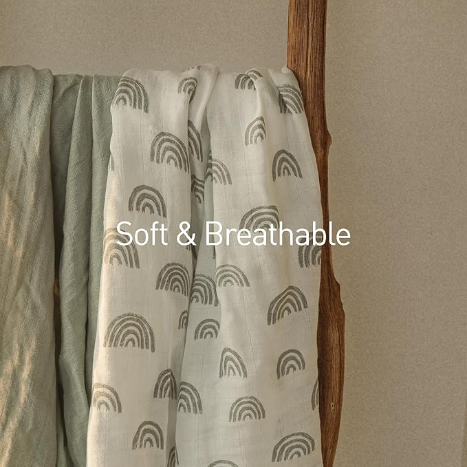 GLLQUEN BABY Muslin Swaddle Blankets 4-Pack Breathable Receiving Blankets (35" x 40") Soft Baby Blankets for Girls and Boys Newborn Essentials Muslin Burp Cloths Swaddle Wrap Baby Gift (Star)