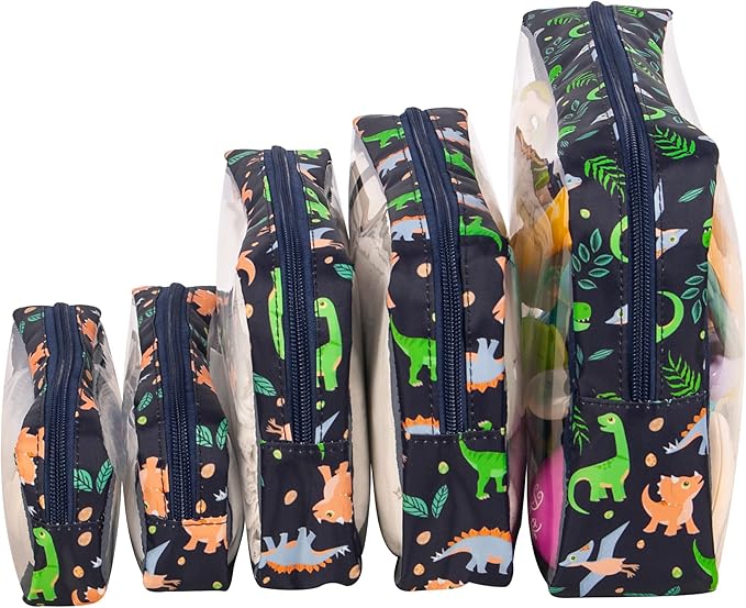 TSA Approved 5-Piece Diaper Bag Organizer Pouch Set Clear Waterproof TPU Kids Toiletry Storage Set Travel Packing Clutch Cube Bags for Baby Nursing