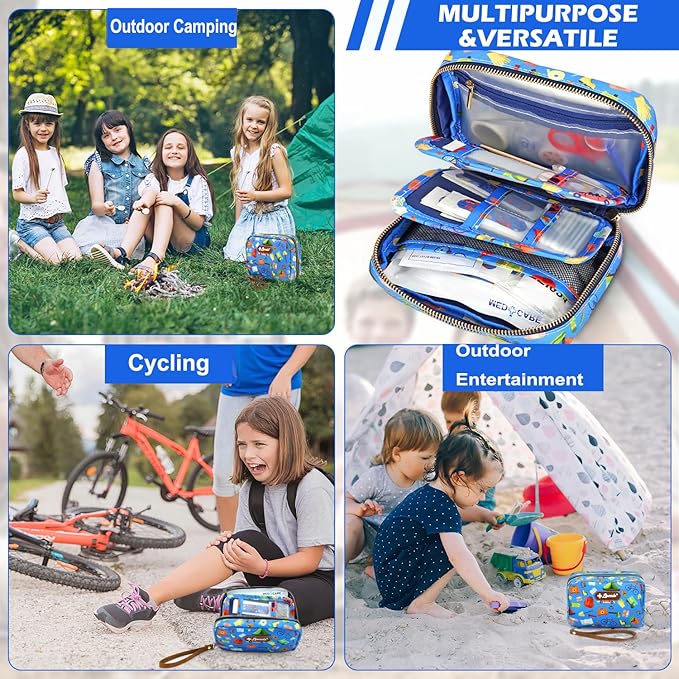 Portable Travel First Aid Kit for Kids and Adults, 143 Pieces All-Purpose Emergency First Aid Kit for Home, Car, Diaper Bag, Survival, Camping, Hiking, and More