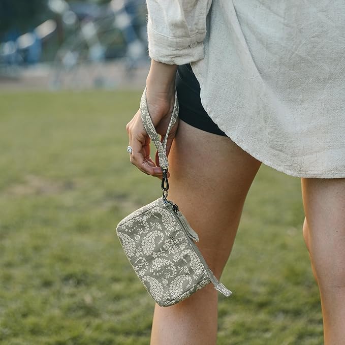 JuJuBe x Sazan New 3-Piece Pouch Set, Diaper Bag Organizing Pouches, Convertible to Small Purse with Crossbody Strap, Zipper Cosmetic Pouch, Large, Medium, and Small, Paisley Floral, Mothers Day Gift