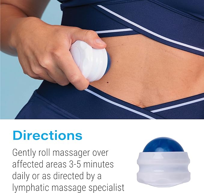 Arnica Coconut Lymphatic Massage Oil & Fibro Roller Lymphatic Massage Roller Ball Bundle, for Fibrosis Treatment, Manual Lymph Drainage & Post Surgery Recovery