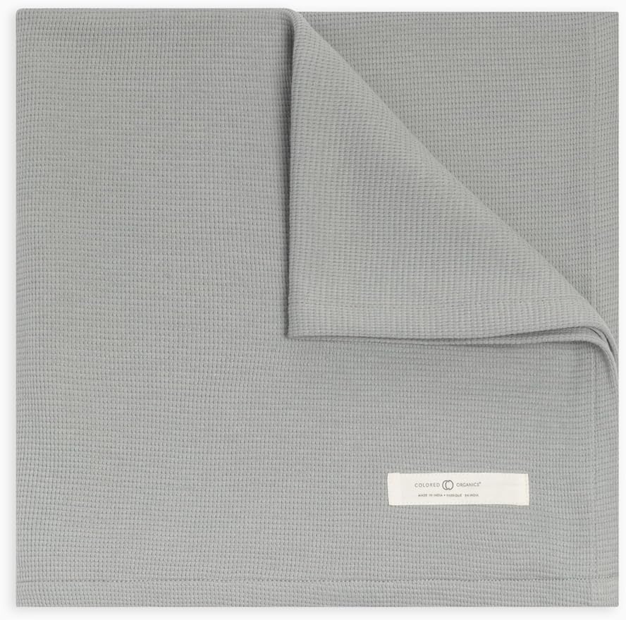 Colored Organics Baby Organic Cotton Swaddle - Infant Receiving Blanket - Mist Waffle