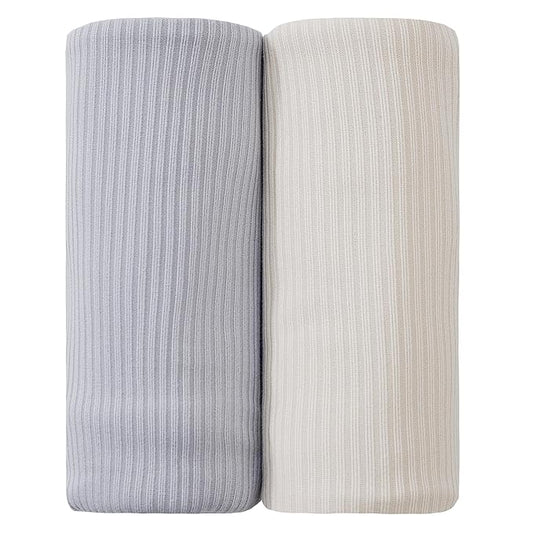 Viviland Jersey Swaddle Blanket, Ultra Soft Stretchy Receiving Blanket for Newborn, Baby Swaddle Wrap for Boys & Girls, 2 Packs,40 x 30 in, Grey & Pink