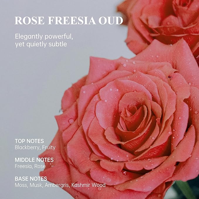 Atom Fresh Sulfate Free Body Wash for Sensitive Skin, Rose Fressia Oud Scented Natural Body Shower - Moisturizing Shower Gel & Gentle Cleanser for Women's Body Care, 16.2 oz Luxury Beauty Products