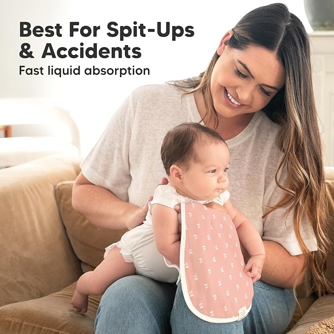 5-Pack Muslin Burp Cloths Baby Boy, Girl - Very Absorbent Baby Burp Cloth Rags, 8-Layers Viscose Derived from Bamboo Cotton Muslin Towel, Super Soft Spit Up Rags, No Shrink Washcloths (Blooms)