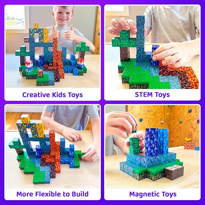 Magnetic Blocks 100PCS Kids Toys Magnetic Building Blocks Sensory Stem Boys Toys Ages 3-5 4-6 5-7 Classroom Must Haves 3 4 5 6 7 8 9 10 Year Old Boy Birthday Gifts