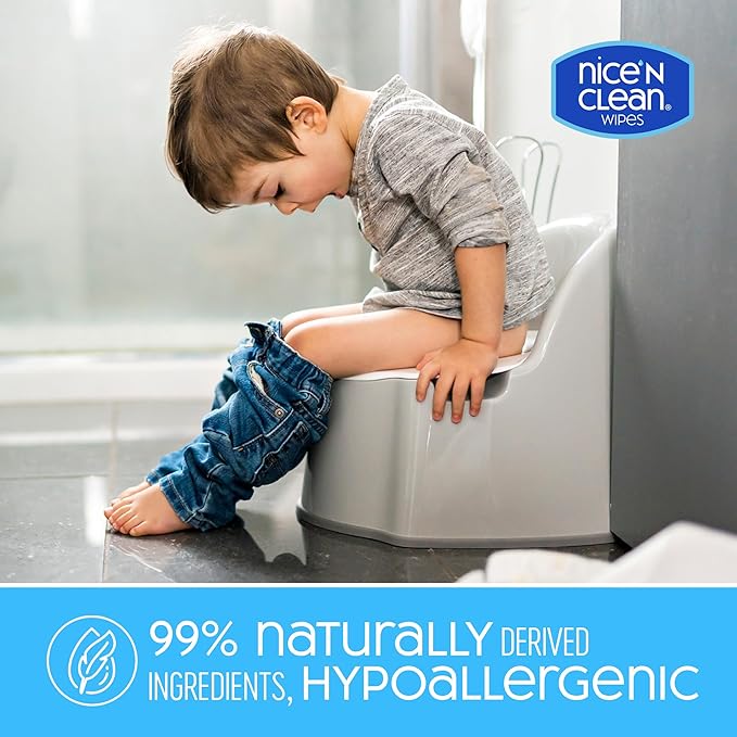 Nice 'N CLEAN Flushable Toddler Wipes 42ct (6-Pack) | 100% Plant-Based, Unscented Wet Wipes for Sensitive Skin | Potty Training Essentials | Flushable Baby Wipes for All Ages