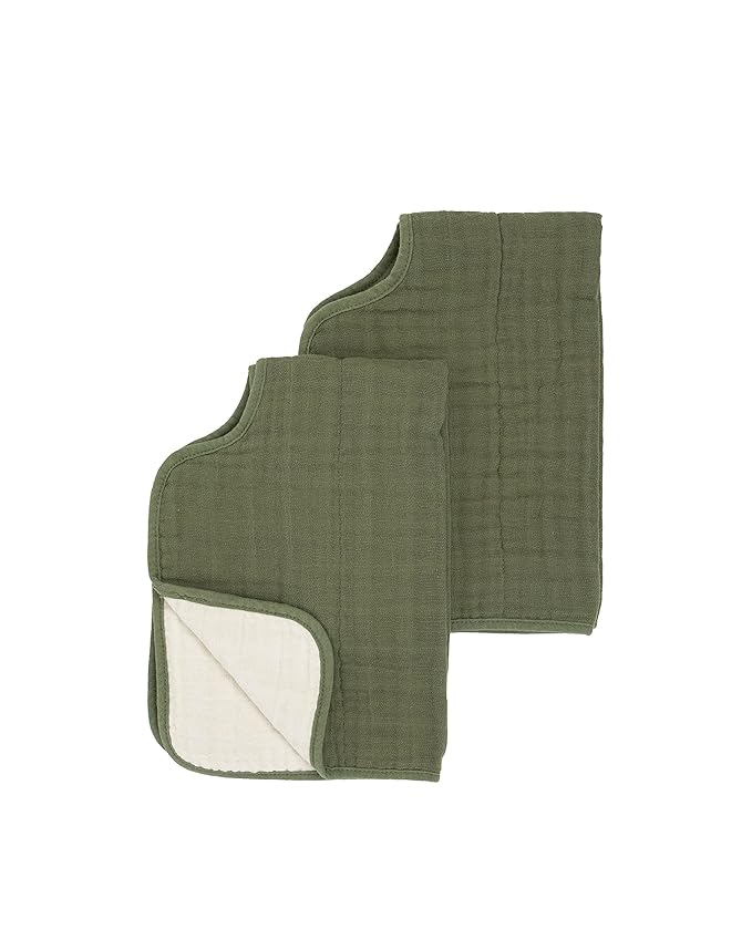 Little Unicorn Ultra-Absorbent Premium Burp Cloth 2 Pack | Soft on Baby's Skin | Larger Size | Ergonomic Design | Set of 2 (Fern)