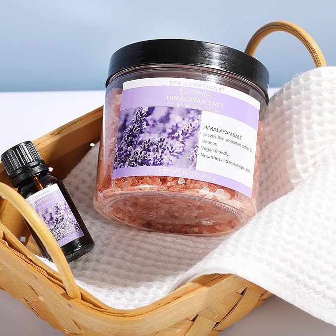Spa Luxetique Epsom Salts for Soaking, 3.17lbs Bath Salts Gifts with Lavender, Rose, Chamomile Scent as Christmas Gifts for Woman, Spa Sets for Mom