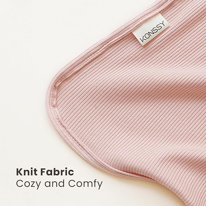Konssy Knit Baby Blanket 2 Pack, Soft Ribbed Swaddle Receiving Blankets for Boys & Girls, Lightweight Cozy Swaddling Wrap for Newborns, Infants, & Toddlers, 33x42 Inch (Blossom,Pink)