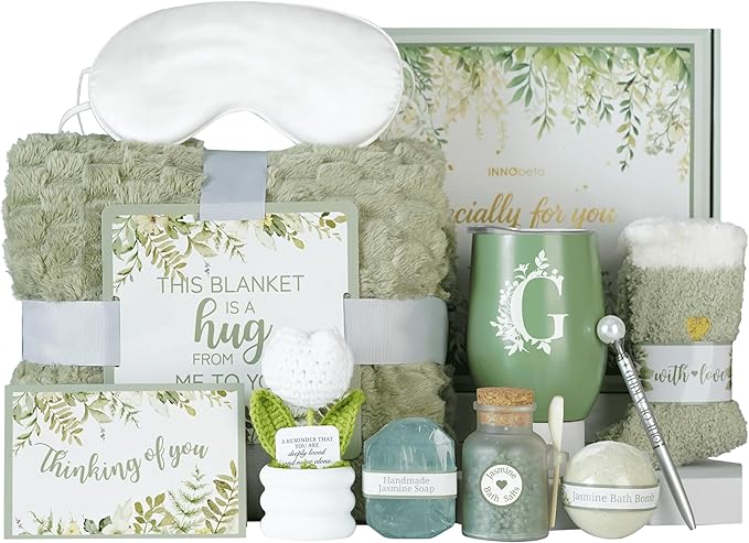 InnoBeta Personalized Gift Baskets for Women who Have Everything, Unique Gifts for Her on Birthdays, Christmas, Useful Self Care Package, G