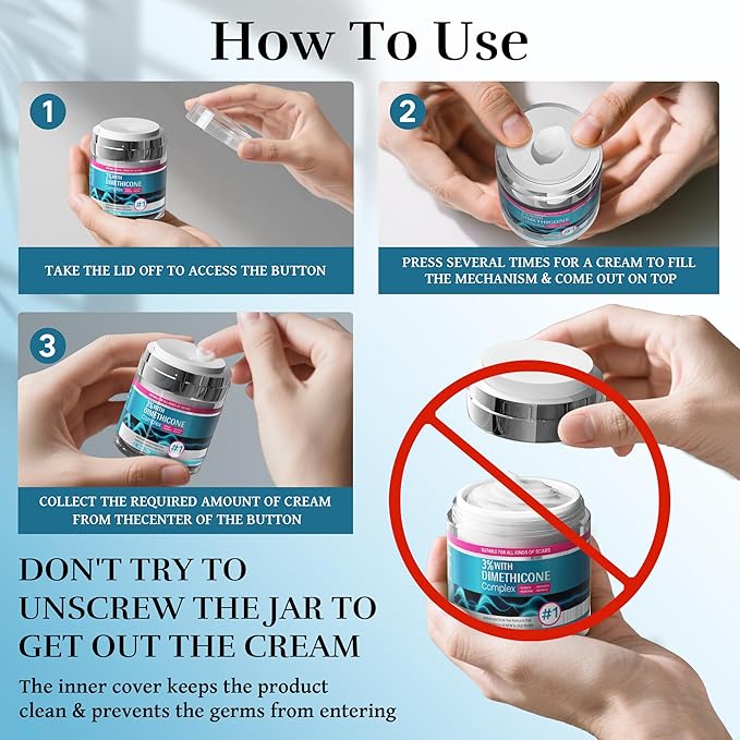 Advanced Scar Cream, Scar Reduction Treatment for Improves Skin Texture & Helps Remove Acne, Stretch Marks, Surgery, C Section, Burn, Keloid & Hypertrophic Scars 1.76 Oz (50g)