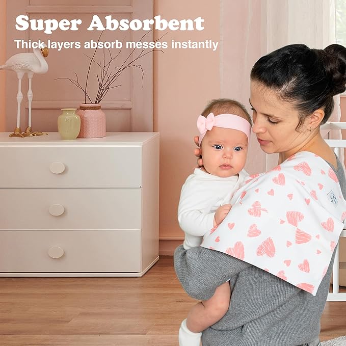 Baby Burp Cloths for Boys and Girls - 3 Pack Large 100% Cotton - Double Layered Extra Absorbent Burp Rags, Floral