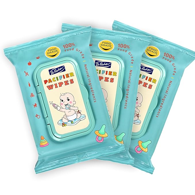 Dr. Fischer Pacifier Wipes, 100% Food Grade, Non-toxic for Bottles, Paci, Toys, Pumps, and More