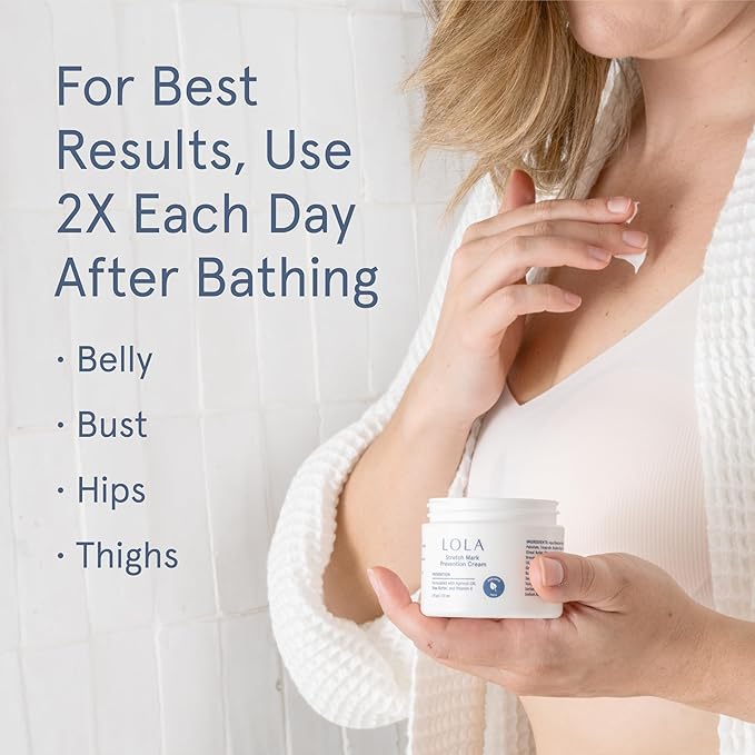 LOLA Stretch Mark Prevention Cream with Apricot Oil, Shea Butter, Vitamin E, Unscented