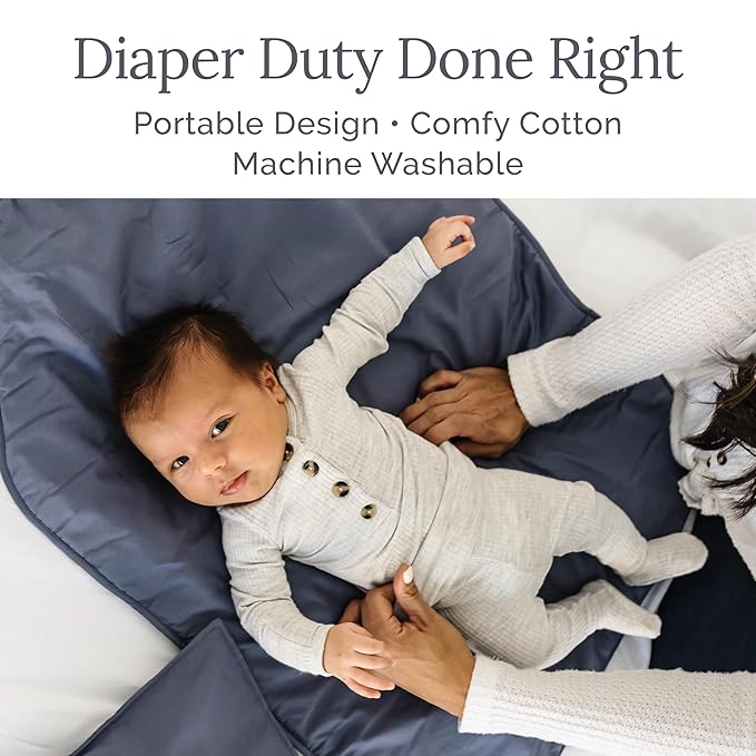 Natemia Portable Diaper Changing Pad - Rollable Portable Changing Pad for Diaper Bag & Travel - Soft Organic Cotton Percale Exterior - Baby Changing Mat, Foldable, Machine Washable - Baby Essentials