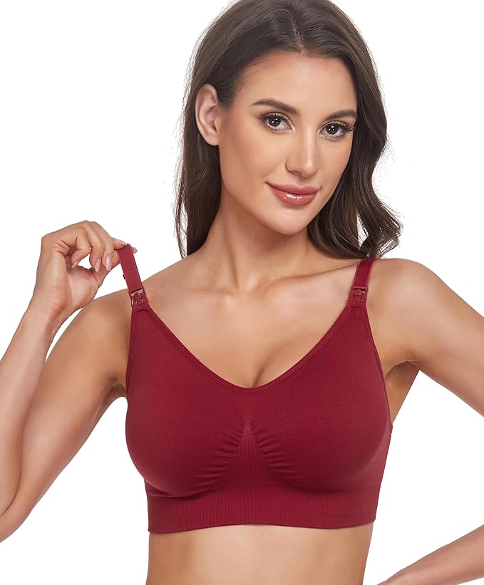 GXXGE 4Pack Nursing Bra for Breastfeeding Maternity Bras Push Up Silk Seamless Pregnancy Bralette Underwear