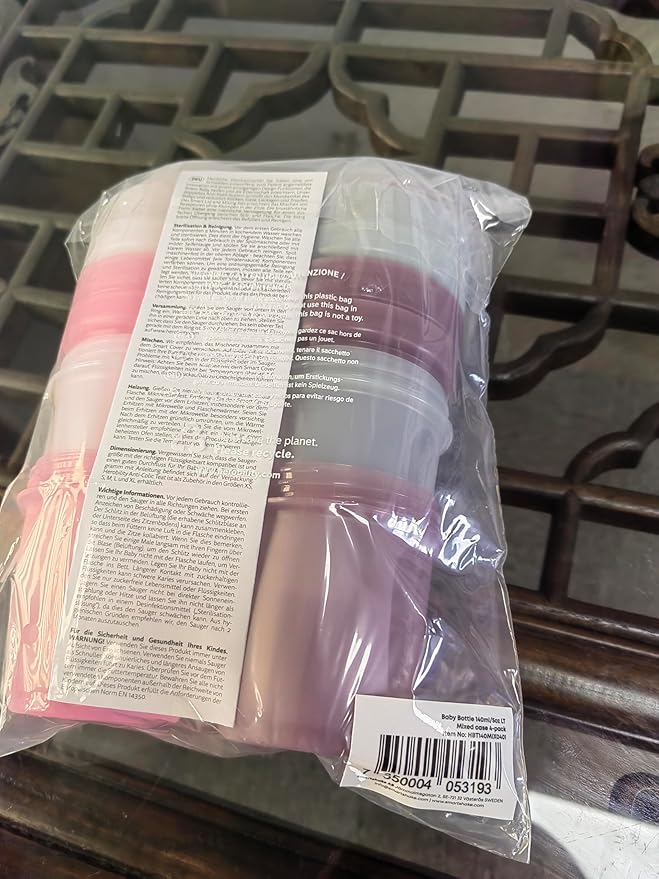 Herobility Double Anti-Colic Baby Bottles – 5 fl oz/140ml – 4-Pack – Multicolor – White, Gray, Pink, Hawthorn Rose