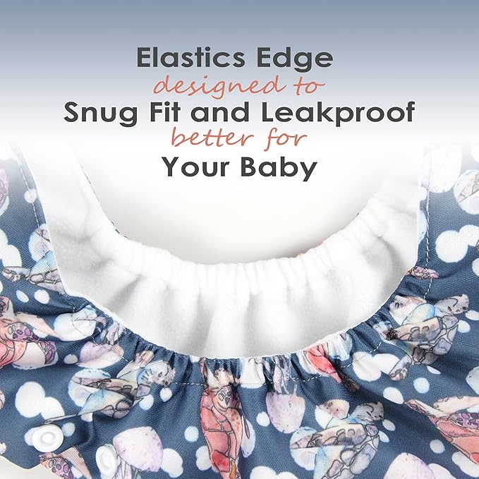 wegreeco Cloth Diapers 5 Pack with 5 Inserts, Washable Cloth Diapers for Babies, One Size Adjustable Reusable (Boy Car & Sail)