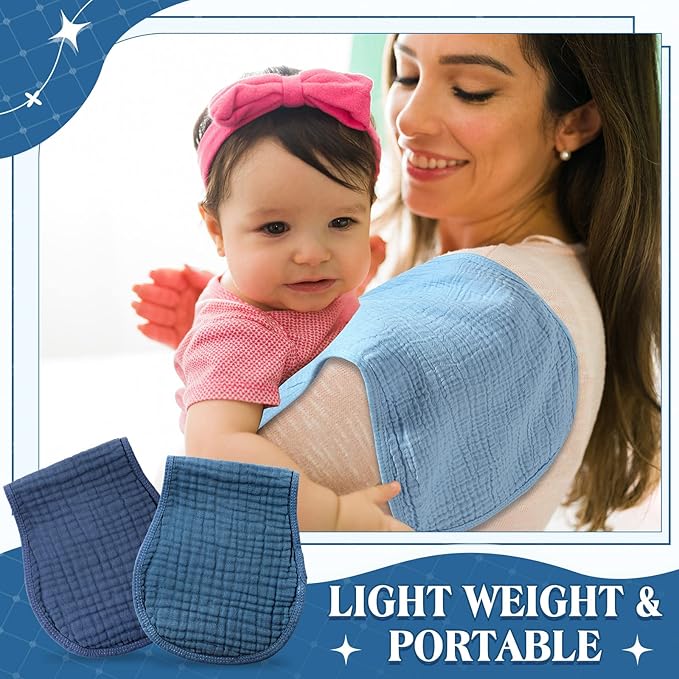 Frienda 8 Pieces Muslin Burp Cloths for Baby Cotton Burp Cloth 10 x 20 Inches Multi Colors Muslin Washcloths Diapers 4 Absorbent Layers Newborn Face Towels for Baby Boy Girl Unisex (Cool Colors)