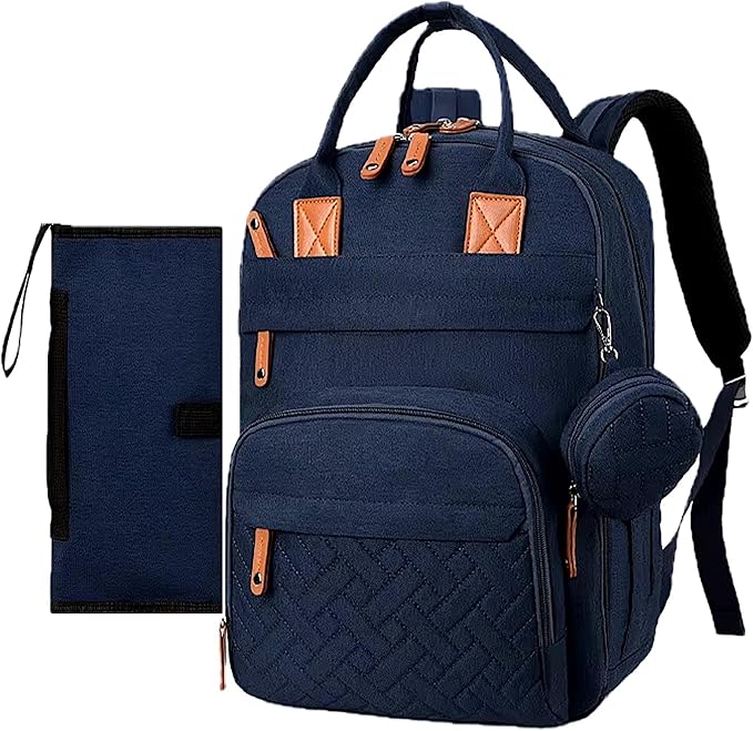 Baby Diaper Bag Backpack - Large Sturdy Bag for Boys & Girls, Changing Pad & Pacifier Case, Large Capacity, Insulated Pockets, Waterproof, Stroller Straps & Carry-on Straps, Unisex - Navy Blue