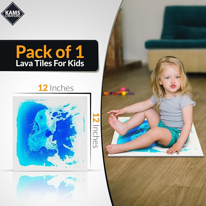 Multicolor Sensory Tiles for Autism Liquid Fusion Lava Tiles for Kids Sensory Activity Play Centers for Children, Toddler, Teens 12" X 12" Sensory Toys (Single)