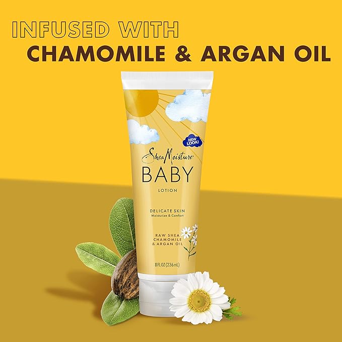 SheaMoisture Baby Lotion for Dry Skin and Clear Skin Raw Shea, Chamomile and Argan Oil with Shea Butter 8 oz