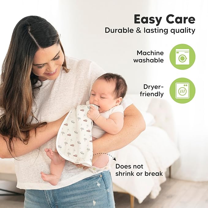 5-Pack Muslin Burp Cloths Baby Boy, Girl - Very Absorbent Baby Burp Cloth Rags, 8-Layers Viscose Derived from Bamboo Cotton Muslin Towel, Super Soft Spit Up Rags, No Shrink Washcloths (Fall Spores)