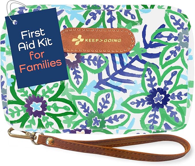 KeepGoing Travel First Aid Kit for Kids – 130 Pc. for Car, Home, Purse, Diaper Bag & Backpack with Latex-Free Bandages - Mini First Aid Kit Travel Size TSA-Approved