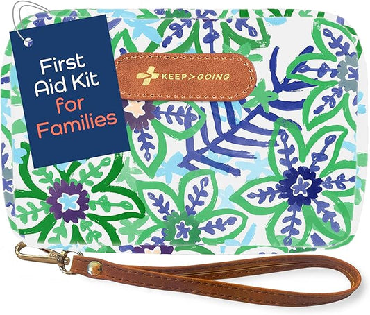 KeepGoing Travel First Aid Kit for Kids – 130 Pc. for Car, Home, Purse, Diaper Bag & Backpack with Latex-Free Bandages - Mini First Aid Kit Travel Size TSA-Approved