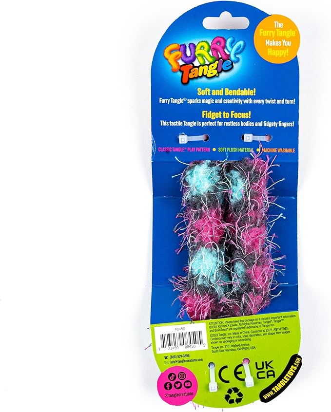 Tangle Furry Fidgets - New! Pink Urchin - Plush Tangle Fidget Toy - Soft Colorful Plush Materials That Will Please Sensory Toy Lovers - Take Your Furry Fidget with You Everywhere!