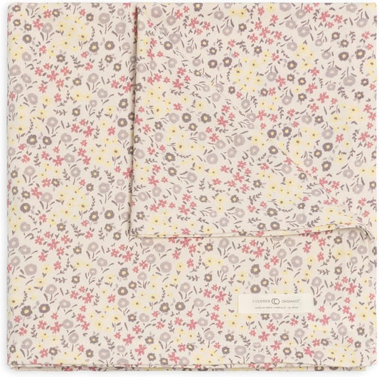 Colored Organics Baby Organic Cotton Swaddle - Infant Receiving Blanket - Giada Floral/Lilla