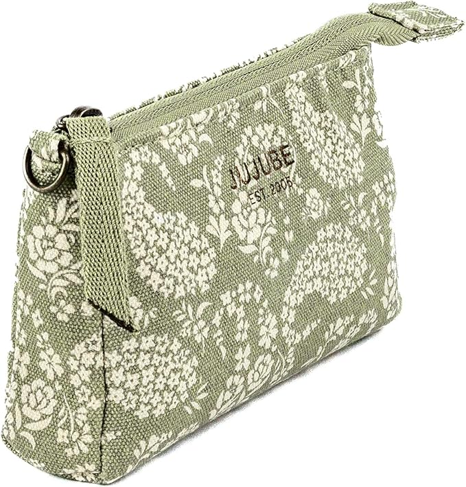 JuJuBe x Sazan New 3-Piece Pouch Set, Diaper Bag Organizing Pouches, Convertible to Small Purse with Crossbody Strap, Zipper Cosmetic Pouch, Large, Medium, and Small, Paisley Floral, Mothers Day Gift