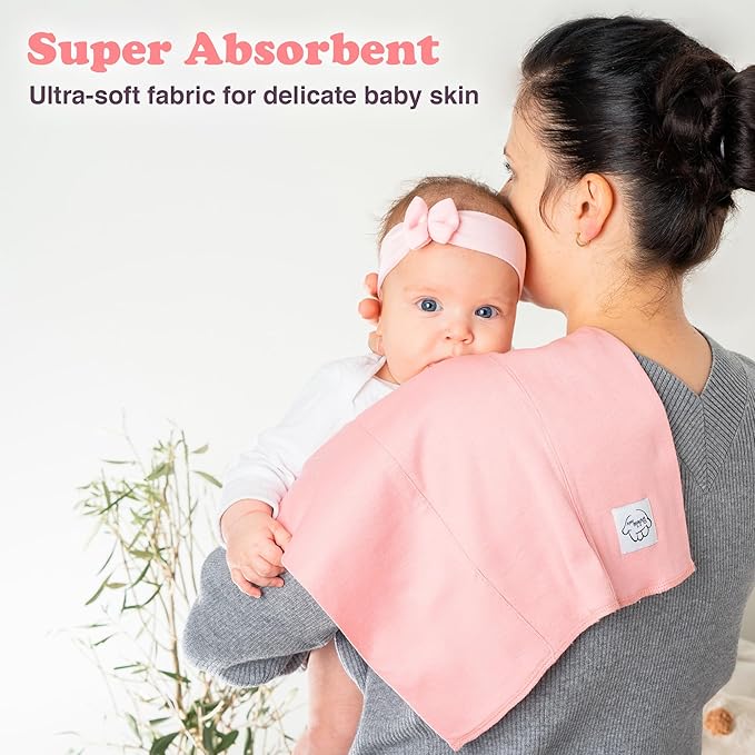 Baby Burp Cloths for Boys and Girls - 3 Pack Large 100% Cotton - Double Layered Extra Absorbent Burp Rags, Floral