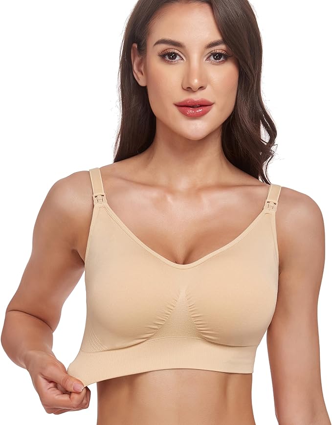 GXXGE 4Pack Nursing Bra for Breastfeeding Maternity Bras Push Up Silk Seamless Pregnancy Bralette Underwear