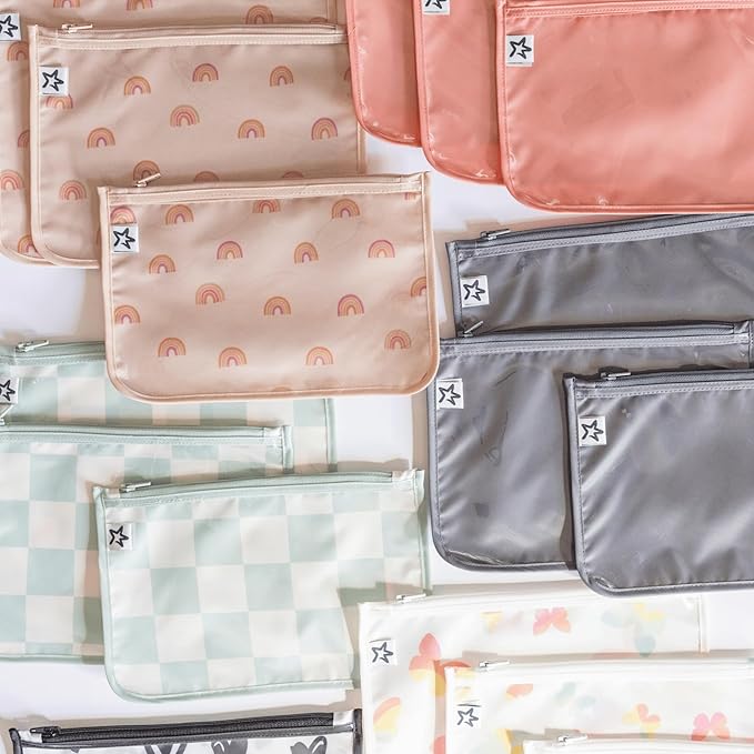 Tiny Twinkle Mess-Proof Travel Bags | TSA Airline Compliant, Zipper Closure, Clear Front Pouch, Diaper Bag Packing, Toiletry or Makeup Cosmetics Organizer