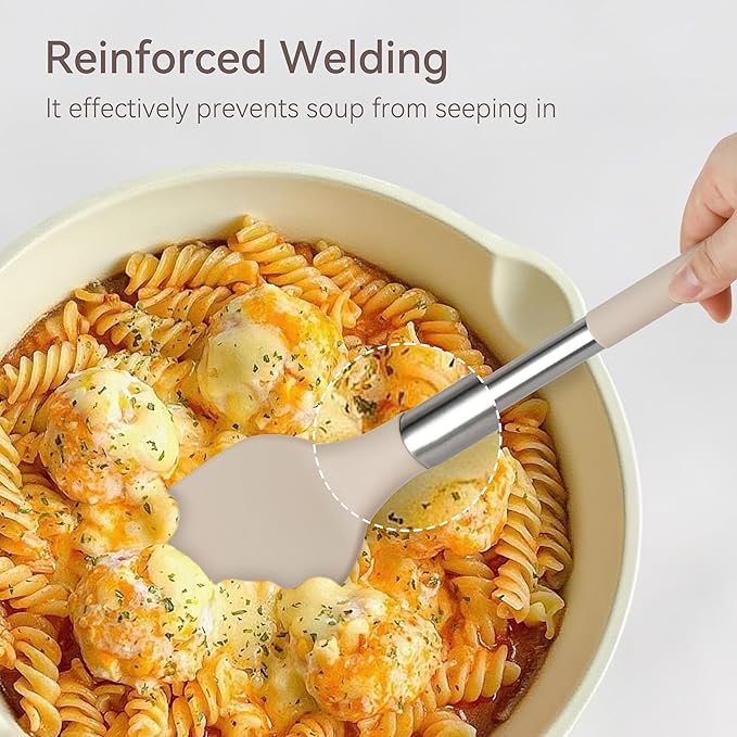 Kitchen Utensils Set, NCUE 28 Pcs Silicone Cooking Utensils Set with Holder, Spatula Set, Silicone Whisk, Scissors, Measuring Cups and Spoons Set with Stainless Steel Handle Kitchen Gadgets (Khaki)