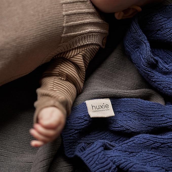 Knitted Organic Cotton Baby Blanket- Swaddle Blanket, 30" x 40" Soft Receiving Blanket for Newborn (Stone Grey)