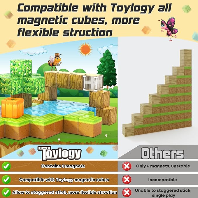 Magnetic Blocks-Build Mine Magnet World Pumpkin Edition Kids Games Toys for Boys Girls 3+ Years Old Magnetic STEM Construction Toys Ages 4-6 6-8 5-7 for Halloween Birthday Gifts